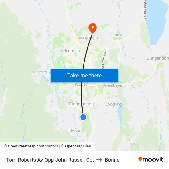 Tom Roberts Av Opp John Russell Cct to Bonner map