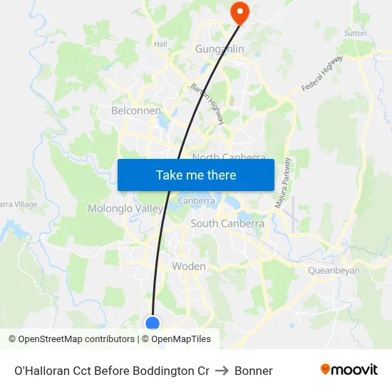 O'Halloran Cct Before Boddington Cr to Bonner map