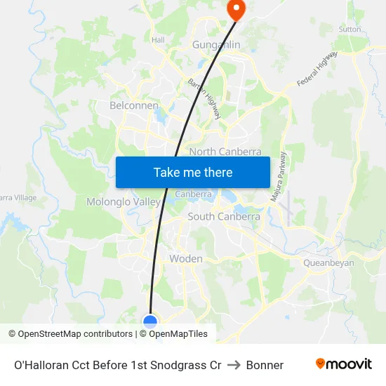 O'Halloran Cct Before 1st Snodgrass Cr to Bonner map