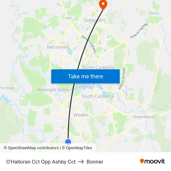 O'Halloran Cct Opp Ashby Cct to Bonner map
