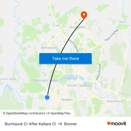 Burrinjuck Cr After Kallara Cl to Bonner map