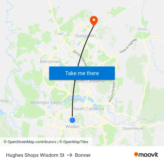Hughes Shops Wisdom St to Bonner map