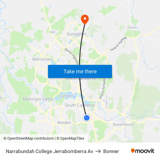 Narrabundah College Jerrabomberra Av to Bonner map