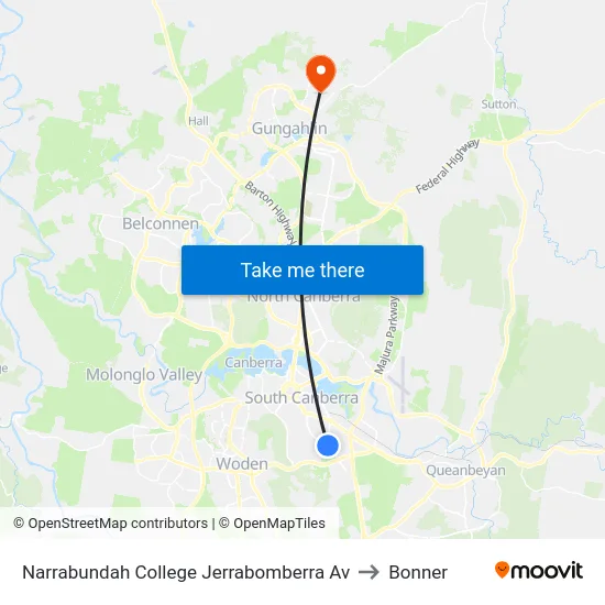 Narrabundah College Jerrabomberra Av to Bonner map