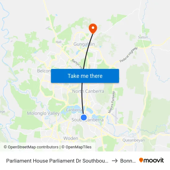 Parliament House Parliament Dr Southbound to Bonner map