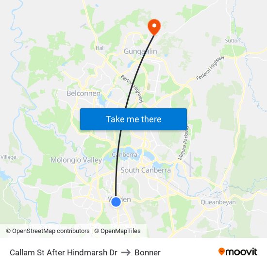 Callam St After Hindmarsh Dr to Bonner map