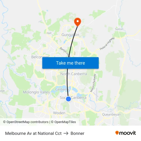 Melbourne Av at National Cct to Bonner map