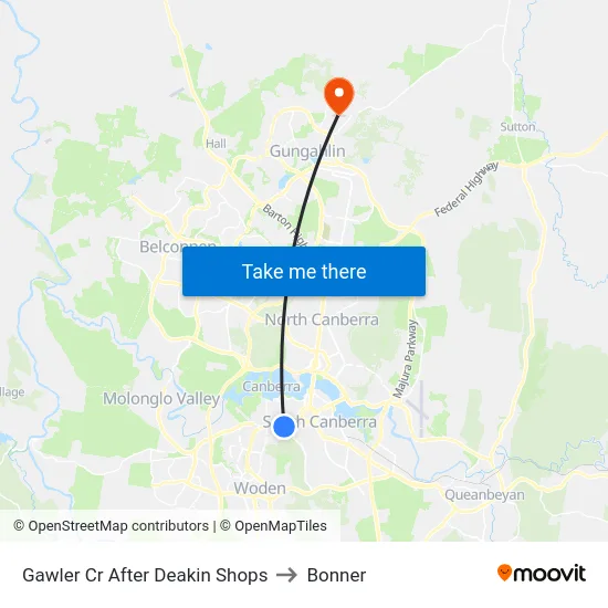 Gawler Cr After Deakin Shops to Bonner map
