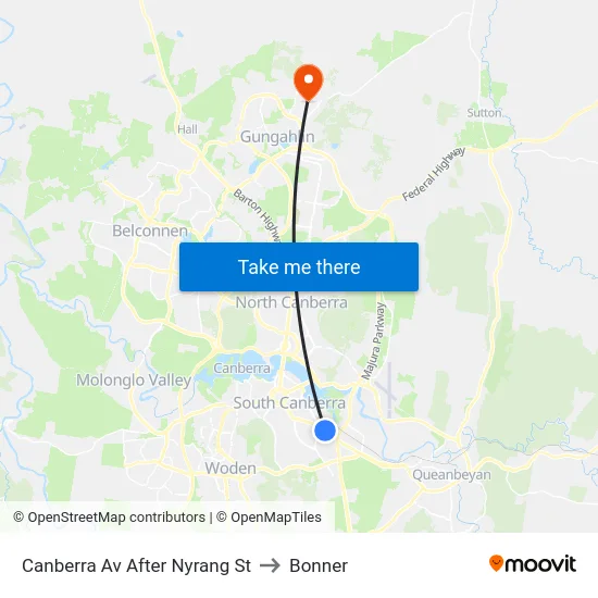 Canberra Av After Nyrang St to Bonner map