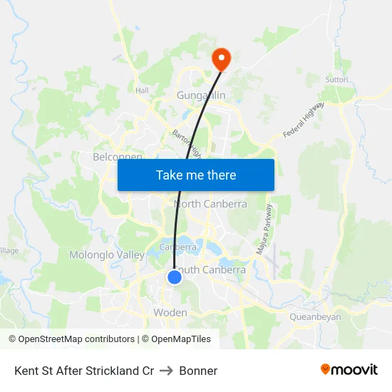 Kent St After Strickland Cr to Bonner map