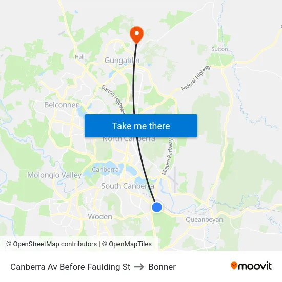 Canberra Av Before Faulding St to Bonner map