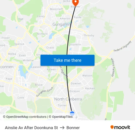 Ainslie Av After Doonkuna St to Bonner map