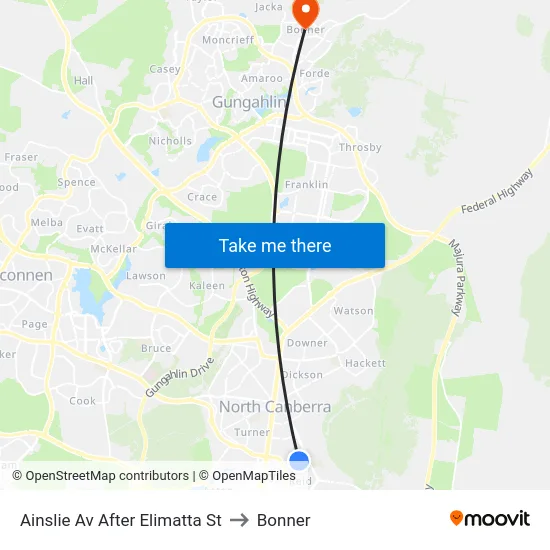 Ainslie Av After Elimatta St to Bonner map