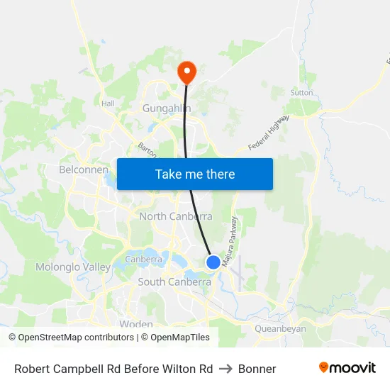 Robert Campbell Rd Before Wilton Rd to Bonner map