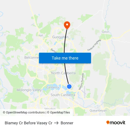 Blamey Cr Before Vasey Cr to Bonner map