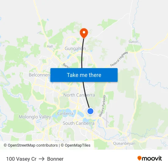 100 Vasey Cr to Bonner map