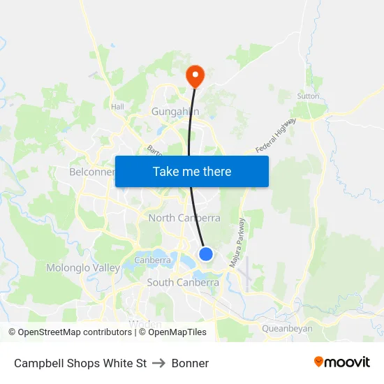 Campbell Shops White St to Bonner map