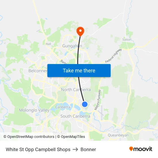 White St Opp Campbell Shops to Bonner map