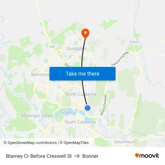 Blamey Cr Before Creswell St to Bonner map