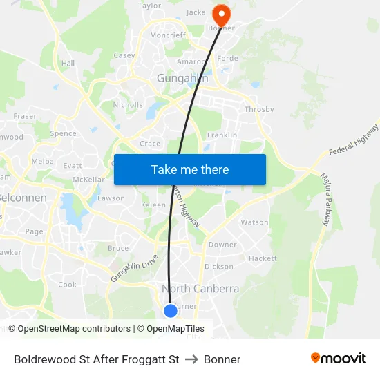 Boldrewood St After Froggatt St to Bonner map