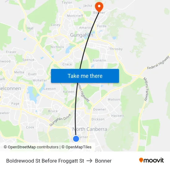 Boldrewood St Before Froggatt St to Bonner map