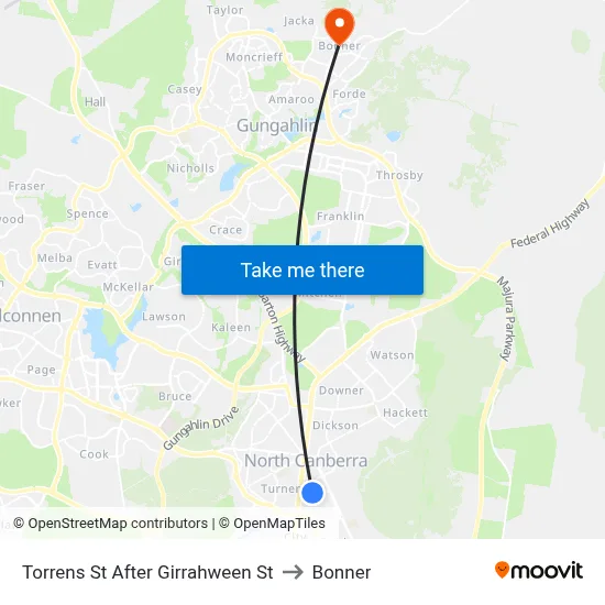 Torrens St After Girrahween St to Bonner map