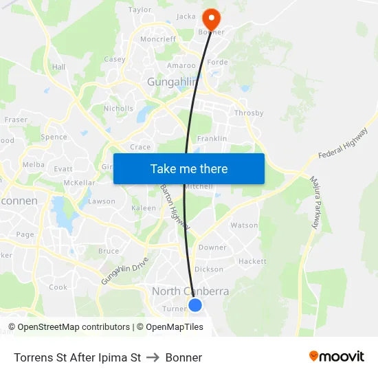 Torrens St After Ipima St to Bonner map