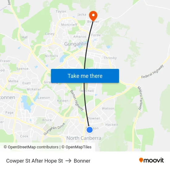 Cowper St After Hope St to Bonner map