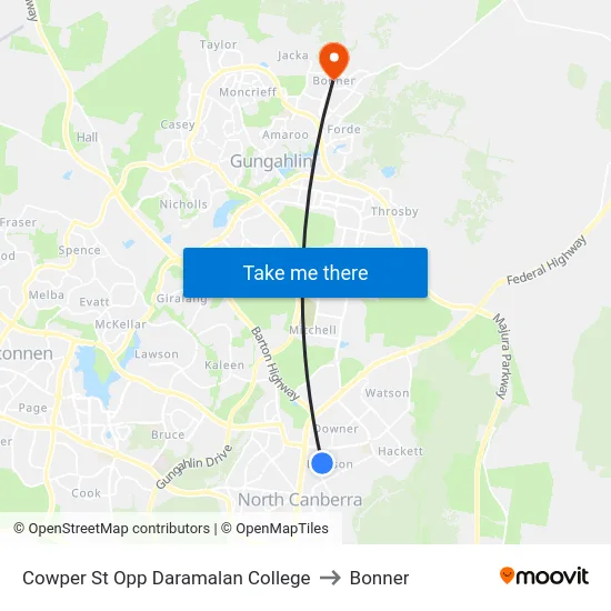 Cowper St Opp Daramalan College to Bonner map