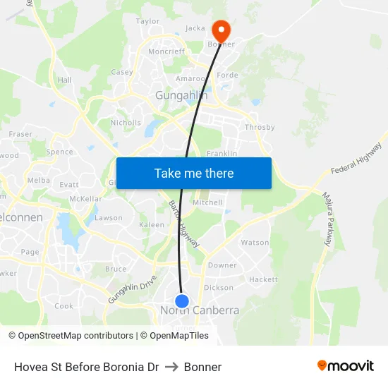 Hovea St Before Boronia Dr to Bonner map