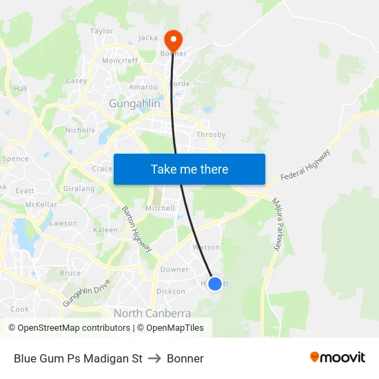 Blue Gum Ps Madigan St to Bonner map