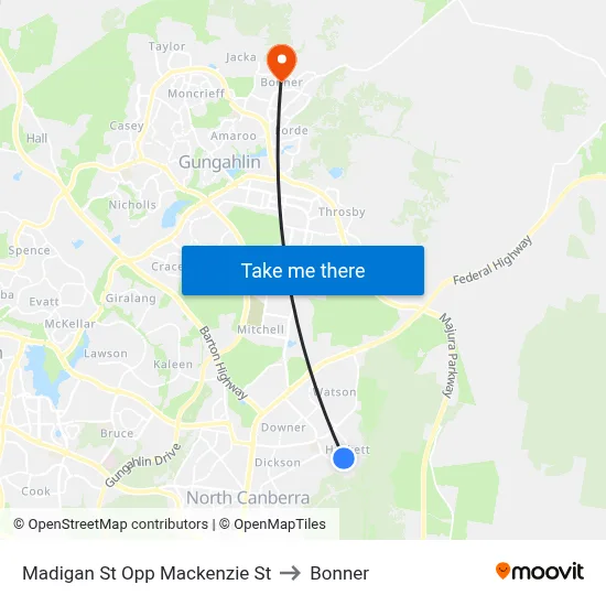 Madigan St Opp Mackenzie St to Bonner map