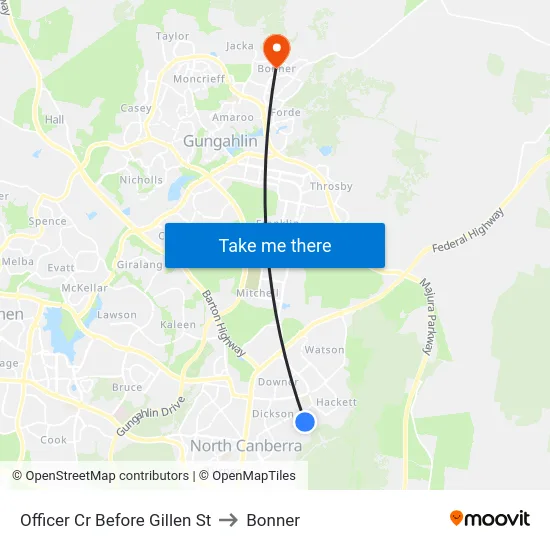 Officer Cr Before Gillen St to Bonner map