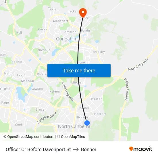 Officer Cr Before Davenport St to Bonner map