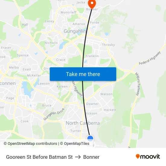 Gooreen St Before Batman St to Bonner map