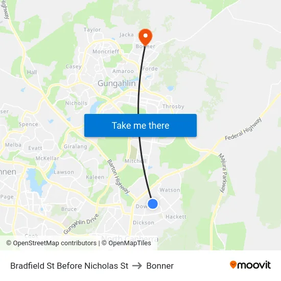 Bradfield St Before Nicholas St to Bonner map
