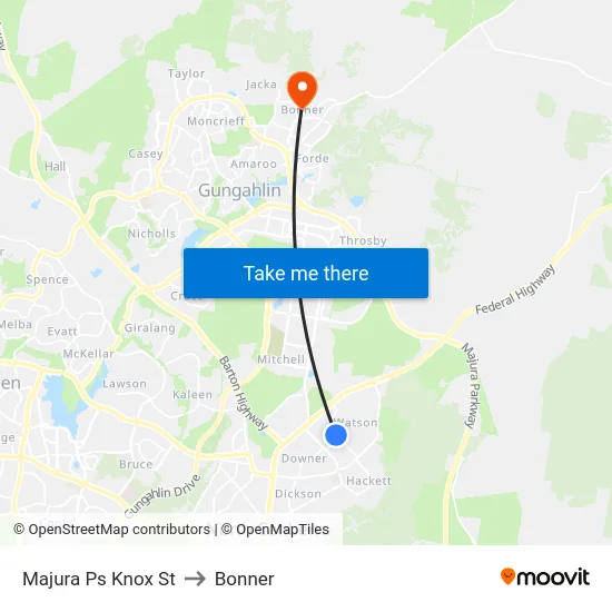 Majura Ps Knox St to Bonner map