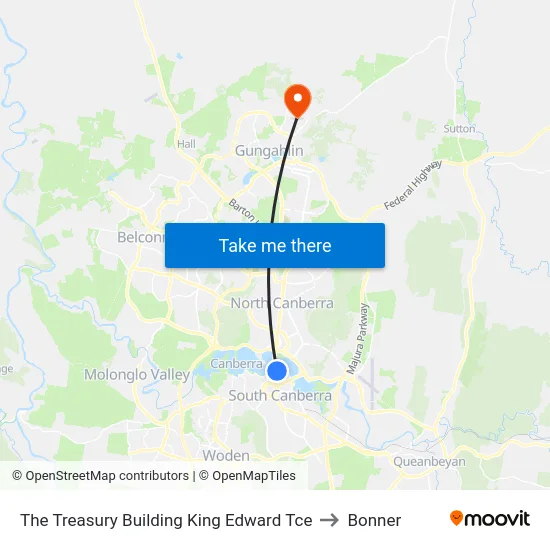 The Treasury Building King Edward Tce to Bonner map