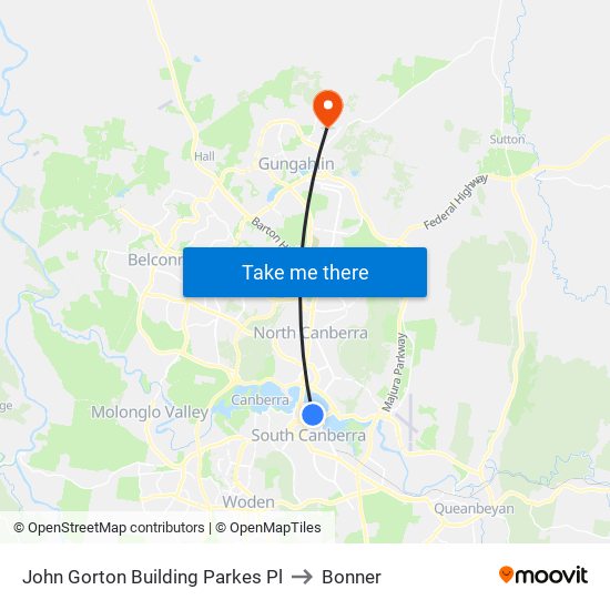 John Gorton Building Parkes Pl to Bonner map