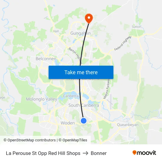 La Perouse St Opp Red Hill Shops to Bonner map