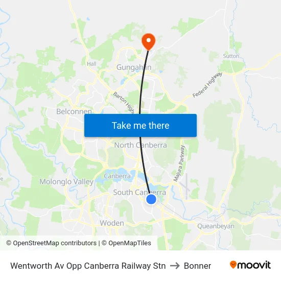 Wentworth Av Opp Canberra Railway Stn to Bonner map