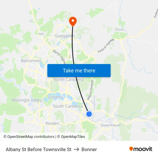 Albany St Before Townsville St to Bonner map