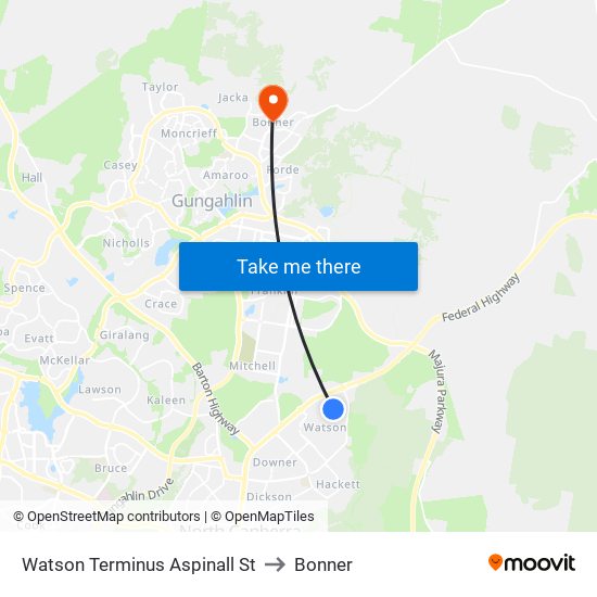 Watson Terminus Aspinall St to Bonner map