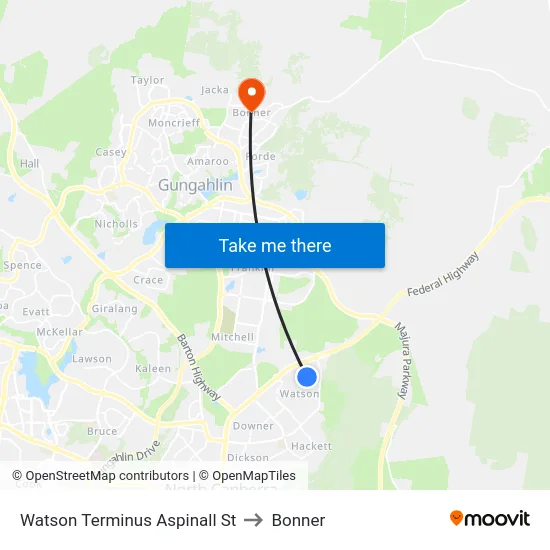 Watson Terminus Aspinall St to Bonner map