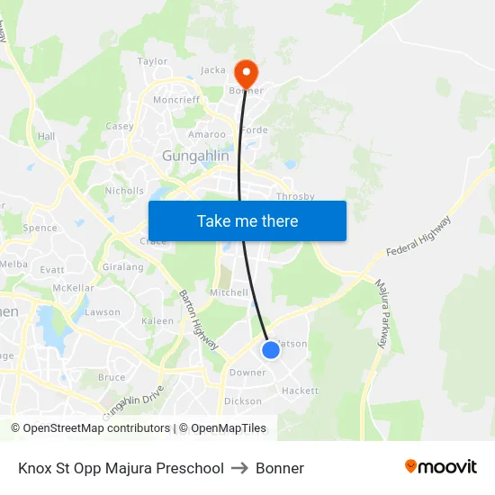 Knox St Opp Majura Preschool to Bonner map