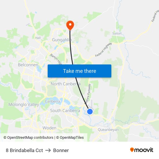 8 Brindabella Cct to Bonner map