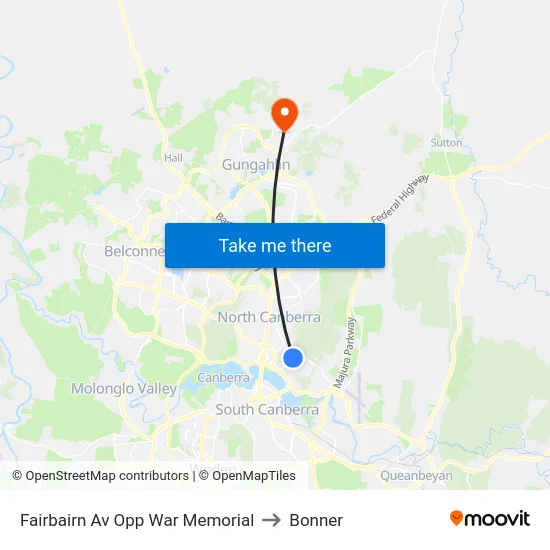 Fairbairn Av Opp War Memorial to Bonner map