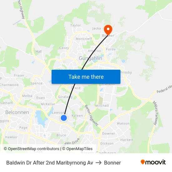 Baldwin Dr After 2nd Maribyrnong Av to Bonner map