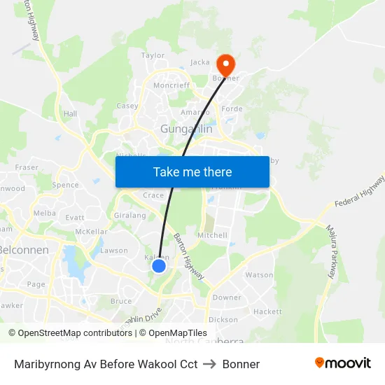 Maribyrnong Av Before Wakool Cct to Bonner map