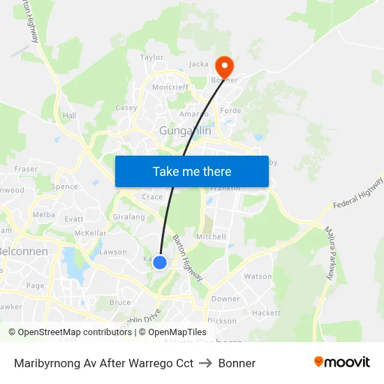 Maribyrnong Av After Warrego Cct to Bonner map